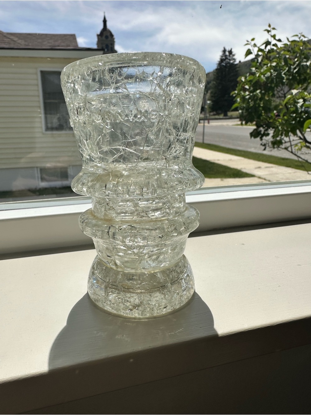 Vintage Clear Crackle Glass Hemingway Insulator - Industrial Farmhouse